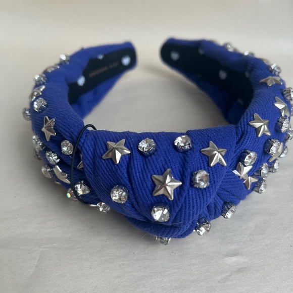 Lele Sadoughi Crystal Star Woven Cowboy Bluestar Studded Embellished Headband main image 4
